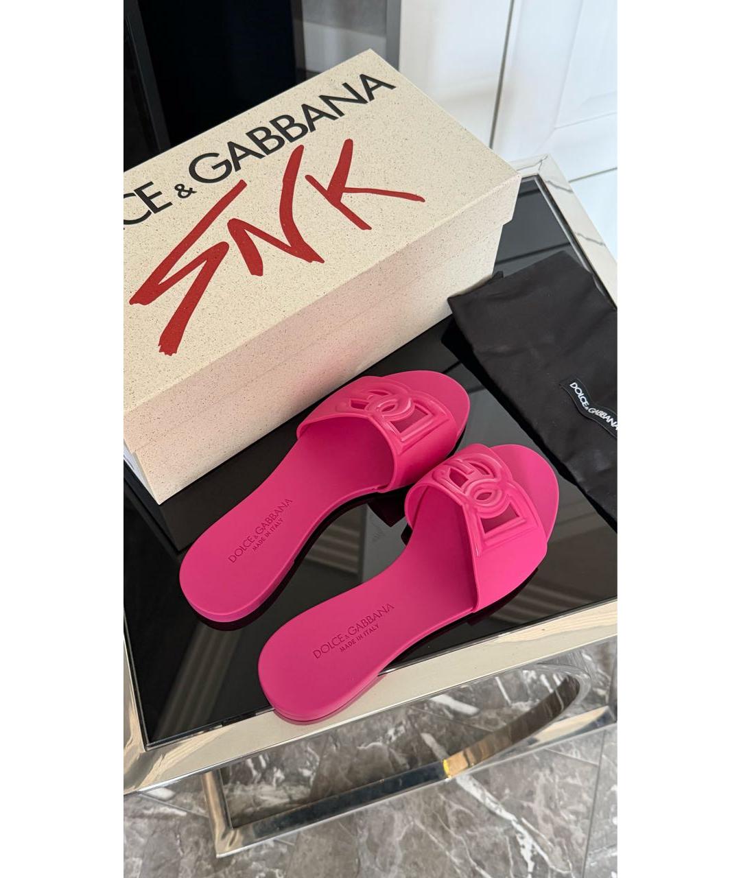 DOLCE&GABBANA Розовые шлепанцы, фото 6