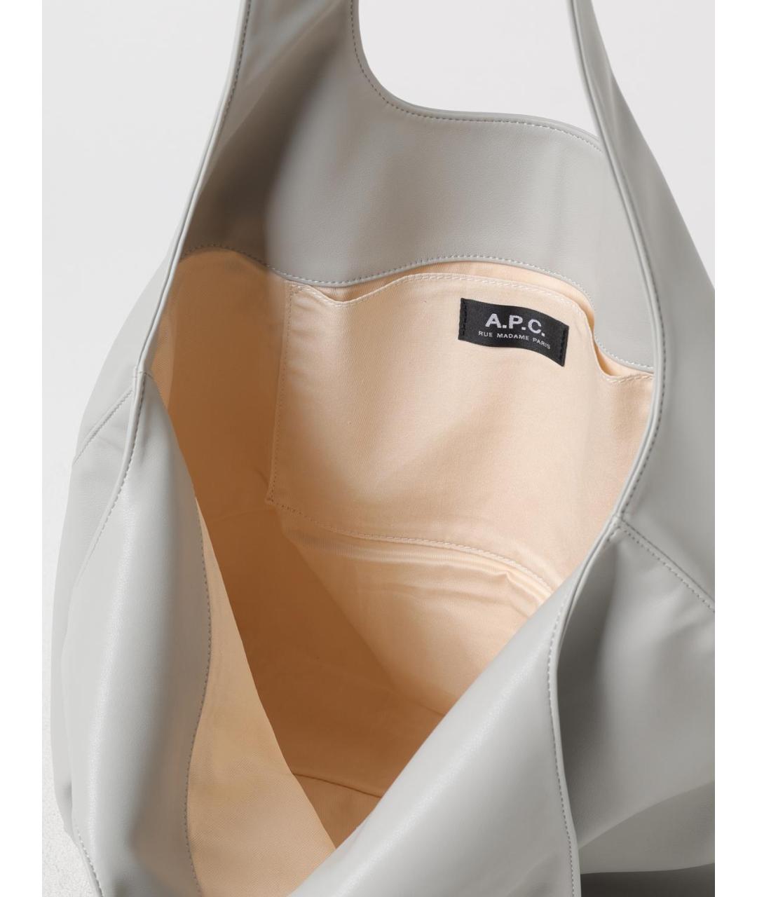 A.P.C. Серая синтетическая сумка тоут, фото 3