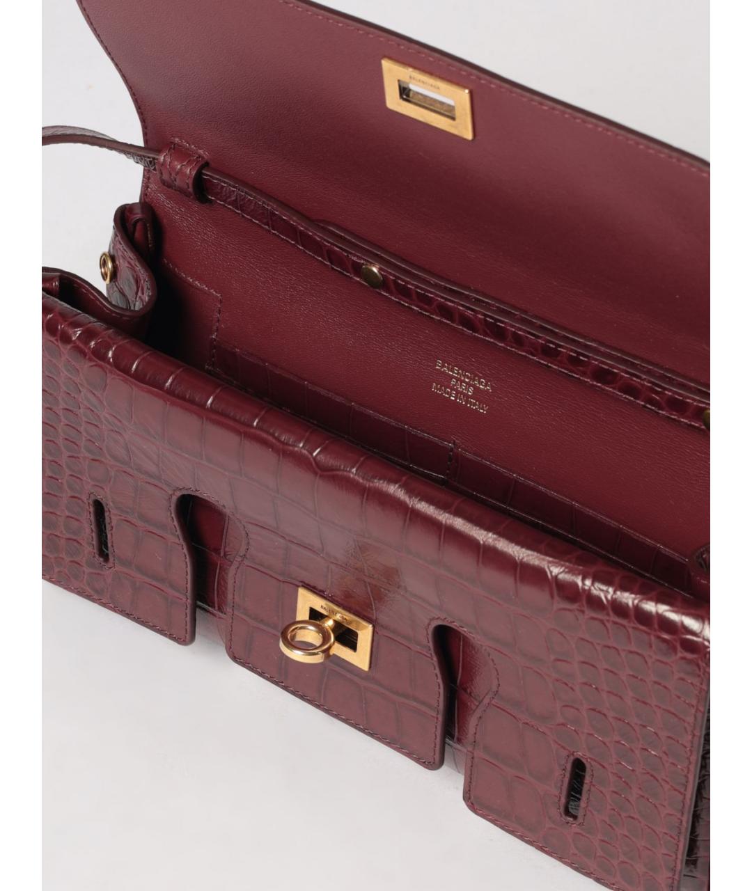 BALENCIAGA Бордовая сумка через плечо из лакированной кожи, фото 4
