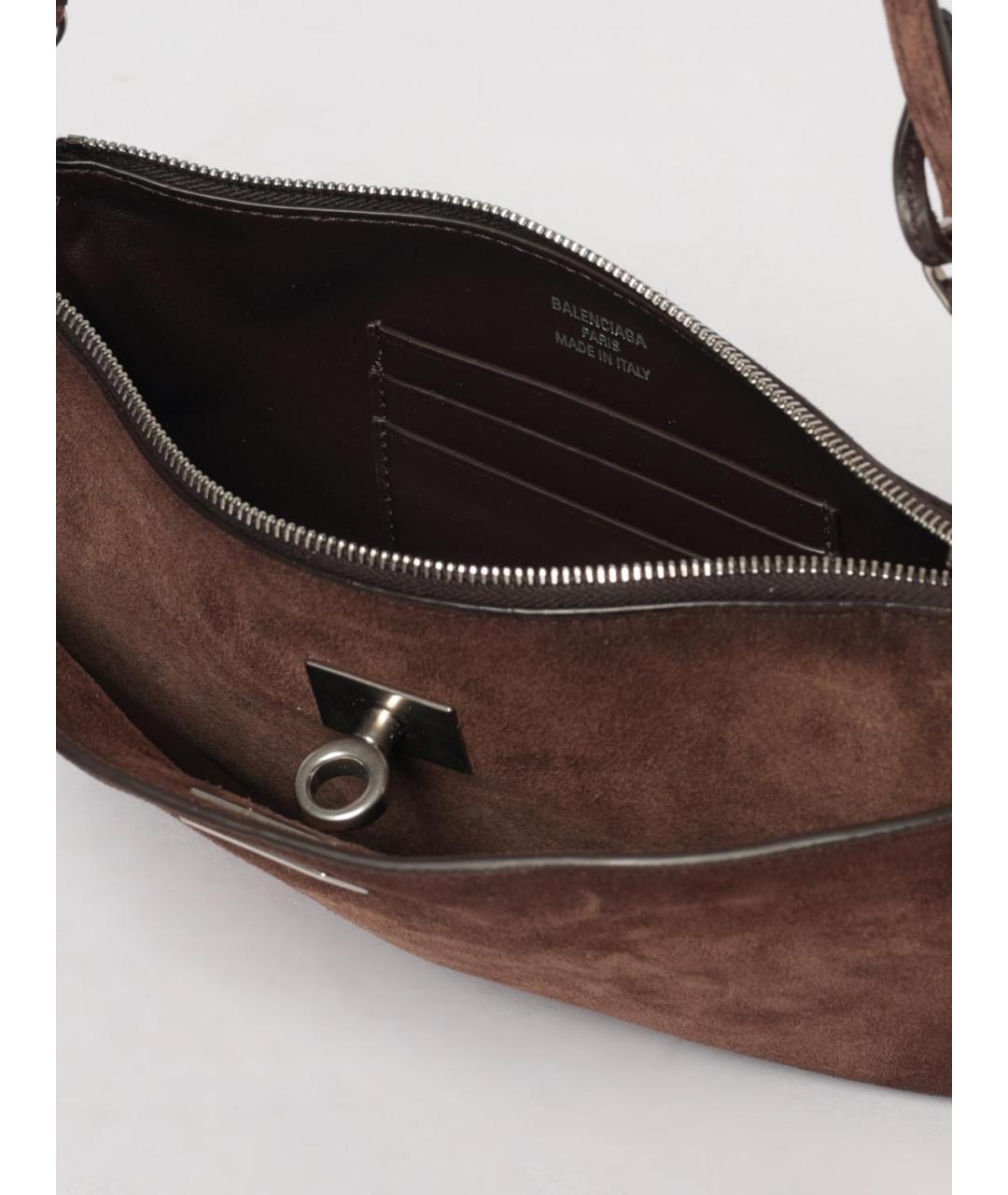BALENCIAGA Коричневая замшевая сумка через плечо, фото 4
