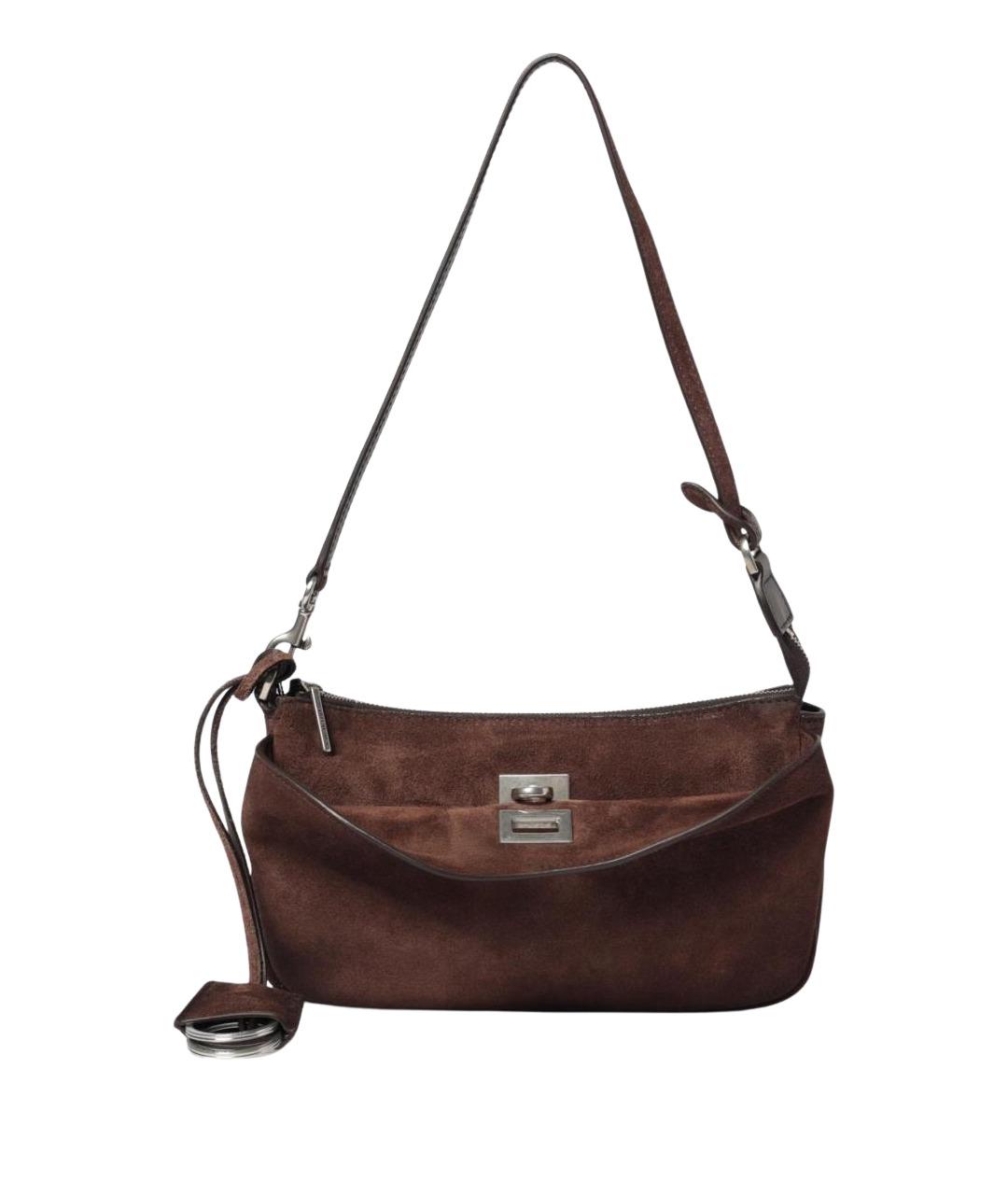 BALENCIAGA Коричневая замшевая сумка через плечо, фото 1