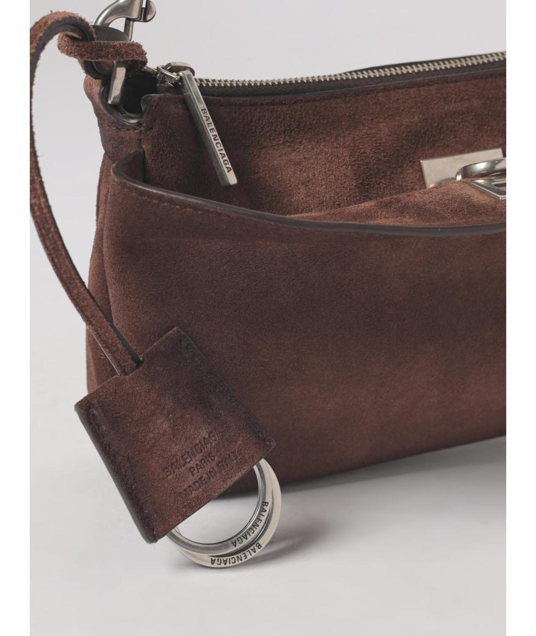 BALENCIAGA Коричневая замшевая сумка через плечо, фото 3