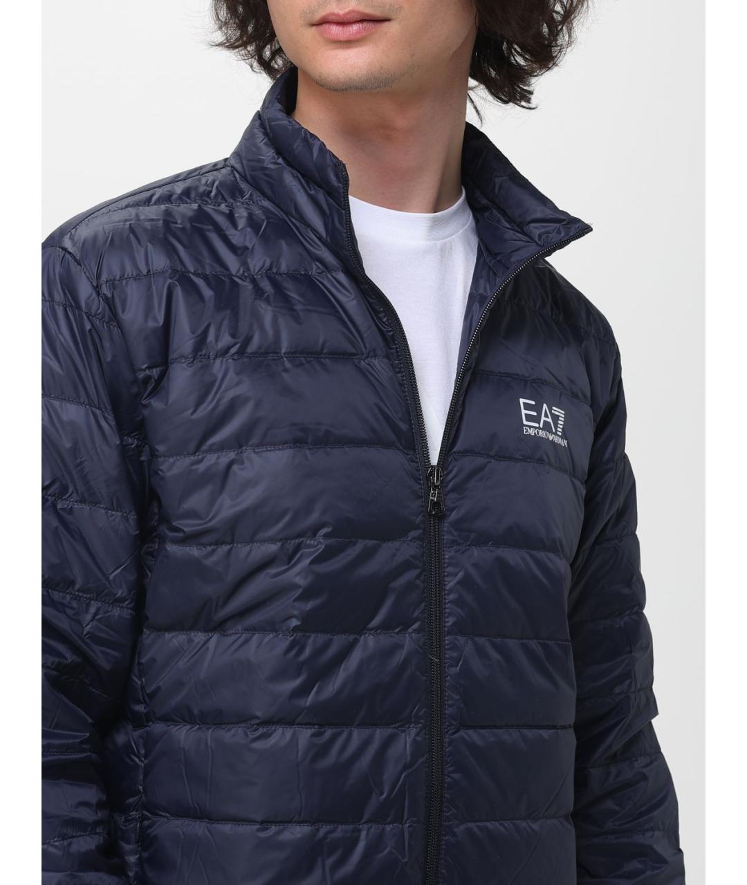 EA7 Синяя полиамидовая куртка, фото 4