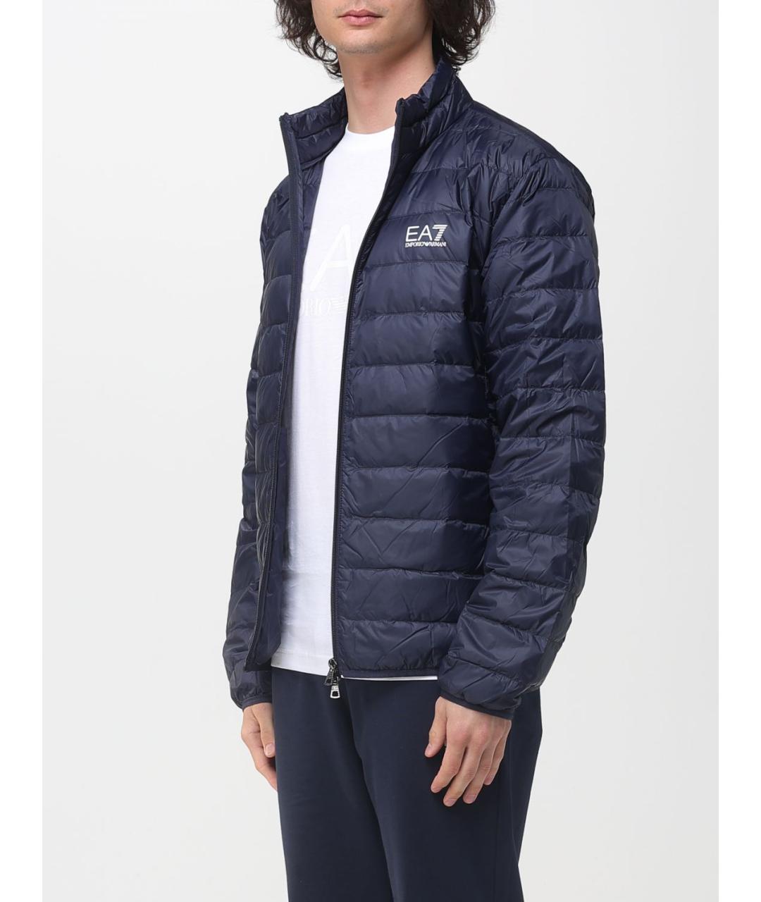 EA7 Синяя полиамидовая куртка, фото 3