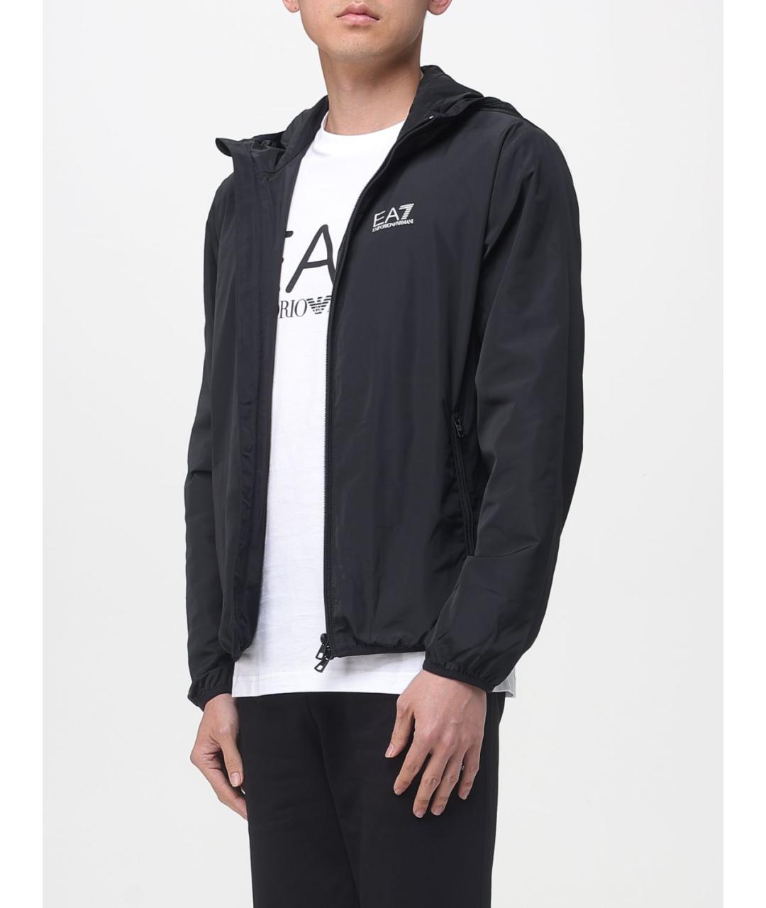 EA7 Черная полиэстеровая куртка, фото 3