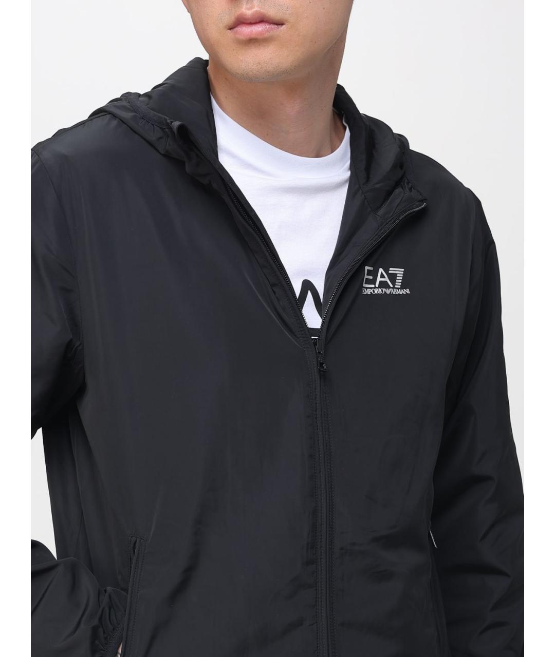 EA7 Черная полиэстеровая куртка, фото 4