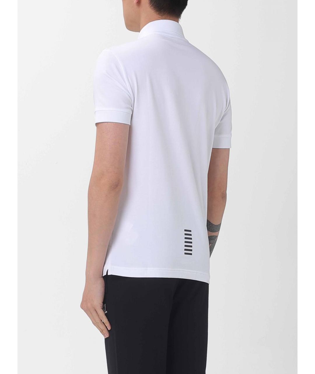 EA7 Белое хлопковое поло с коротким рукавом, фото 2
