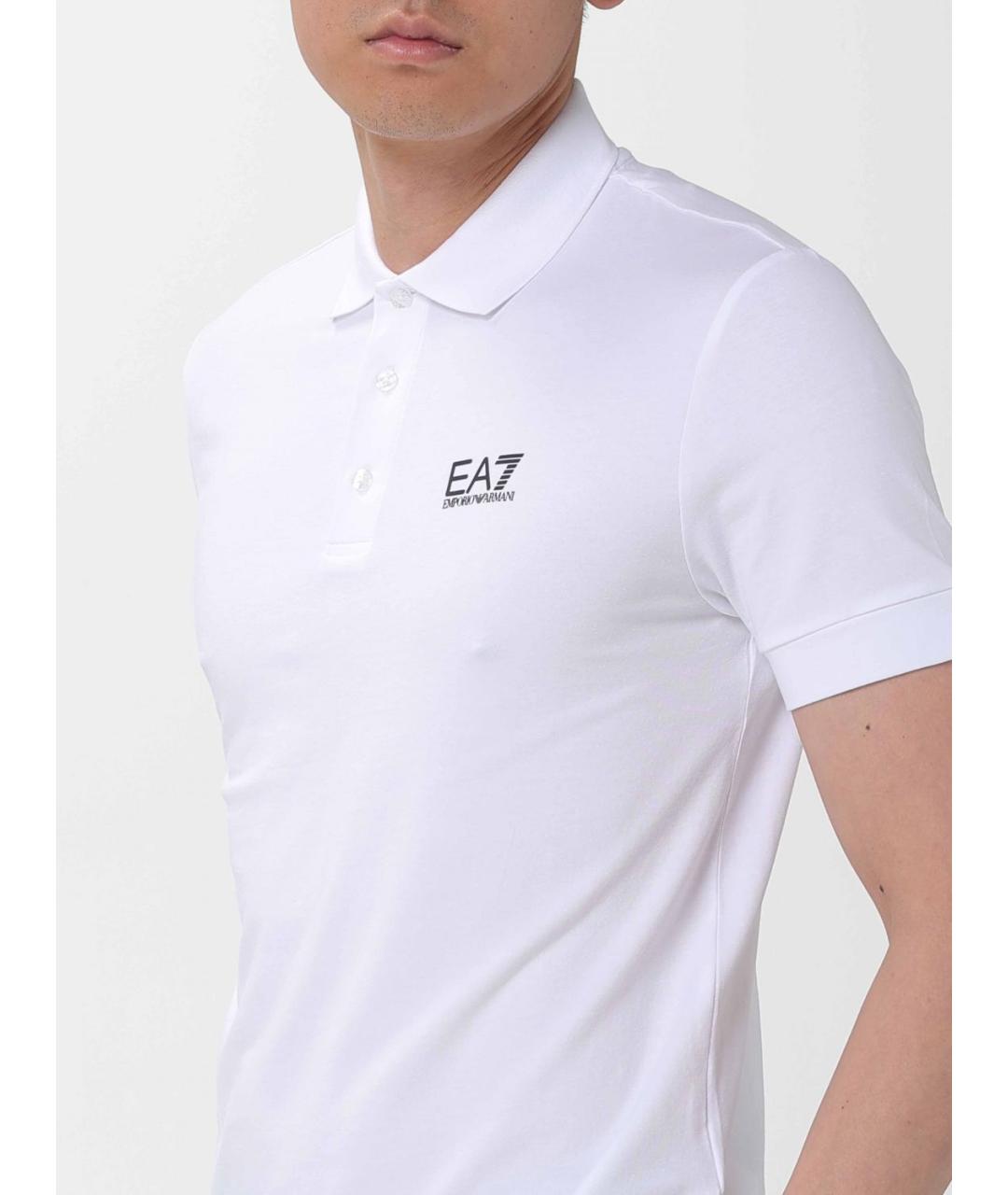 EA7 Белое хлопковое поло с коротким рукавом, фото 3