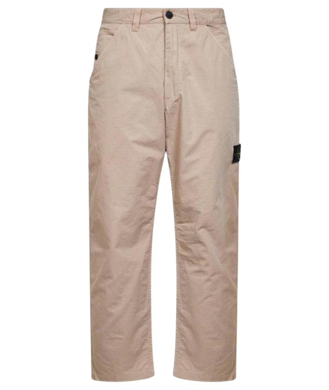 STONE ISLAND Бежевые хлопковые повседневные брюки, фото 1