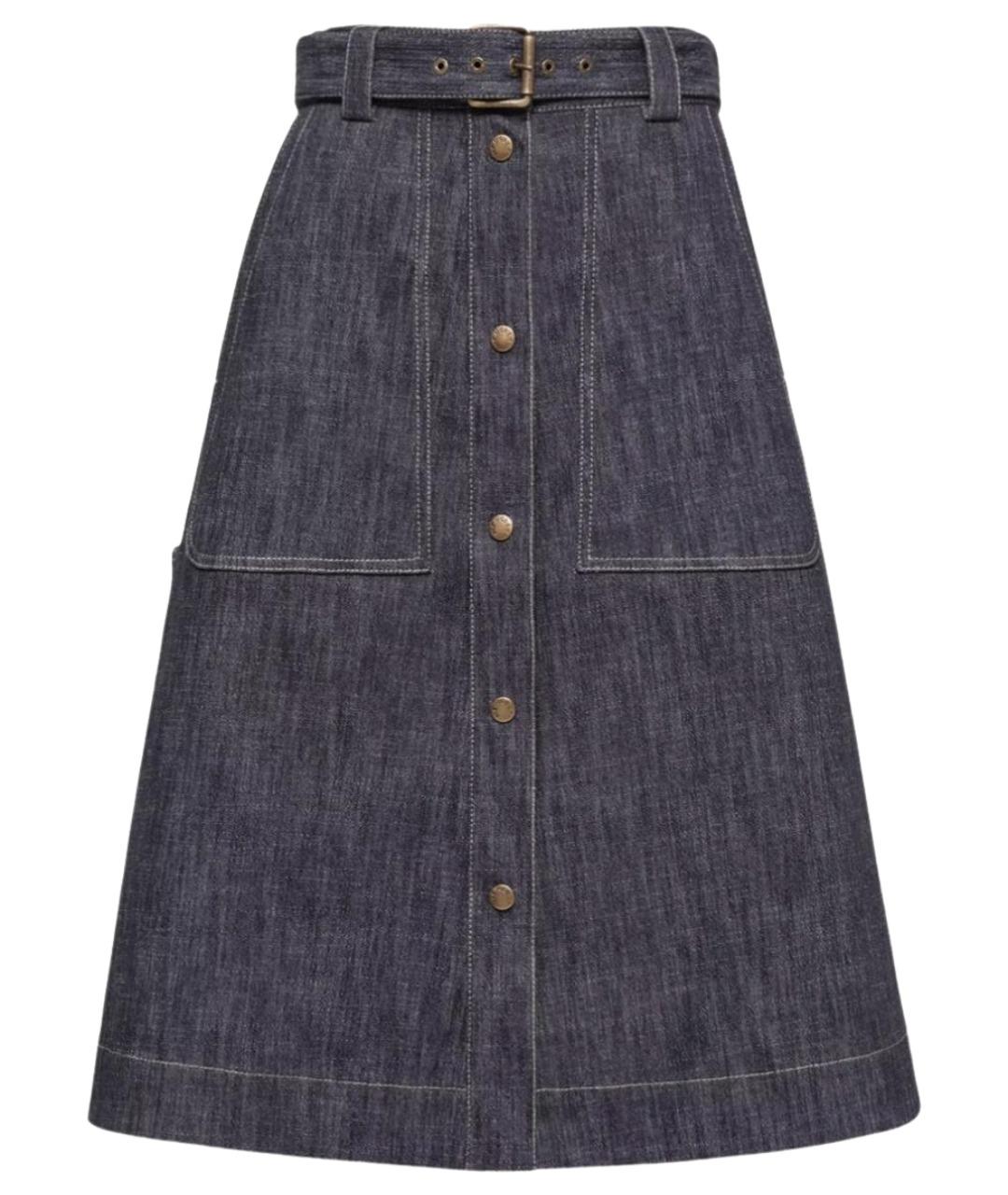 MONCLER Синяя деним юбка миди, фото 1