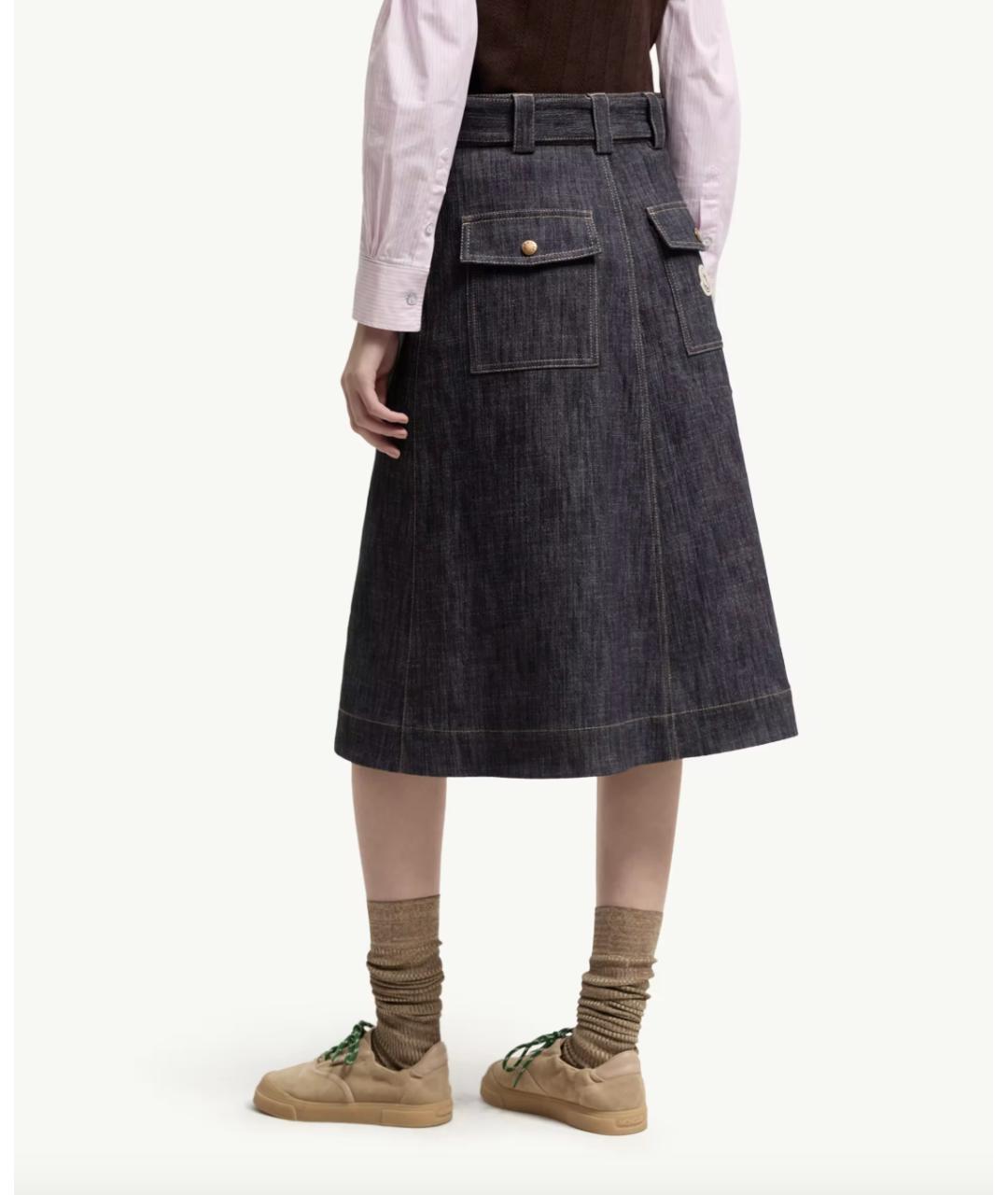 MONCLER Синяя деним юбка миди, фото 4