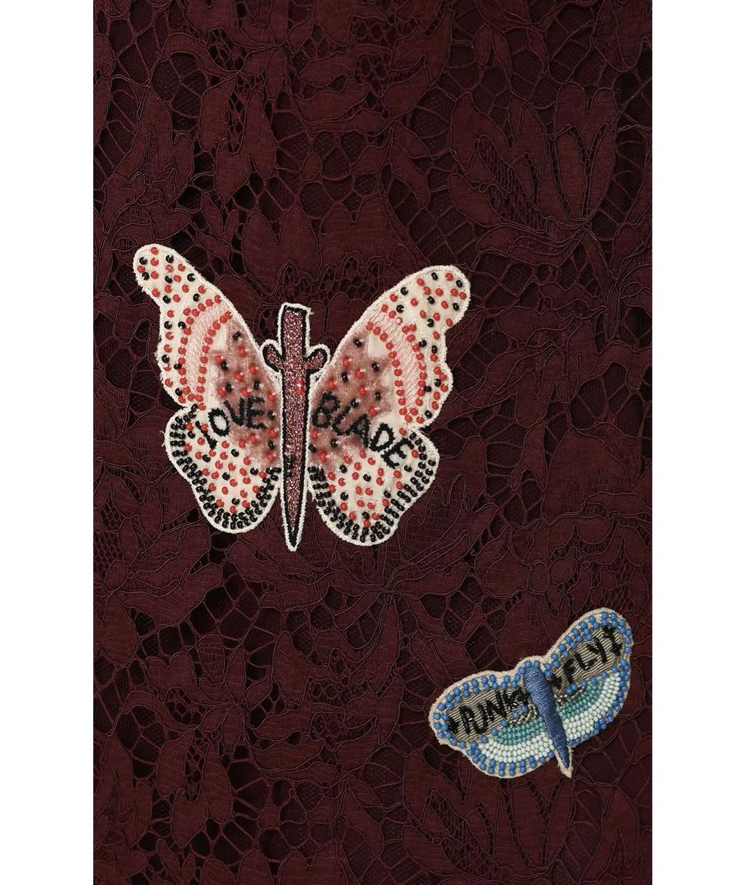 VALENTINO Бордовое шелковое коктейльное платье, фото 5