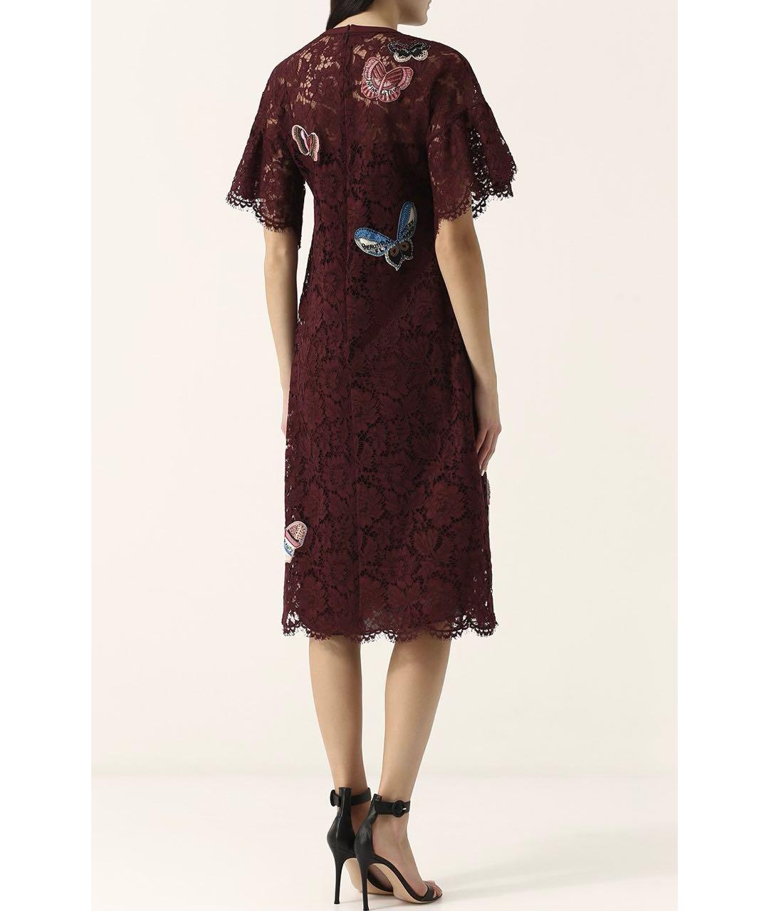 VALENTINO Бордовое шелковое коктейльное платье, фото 4