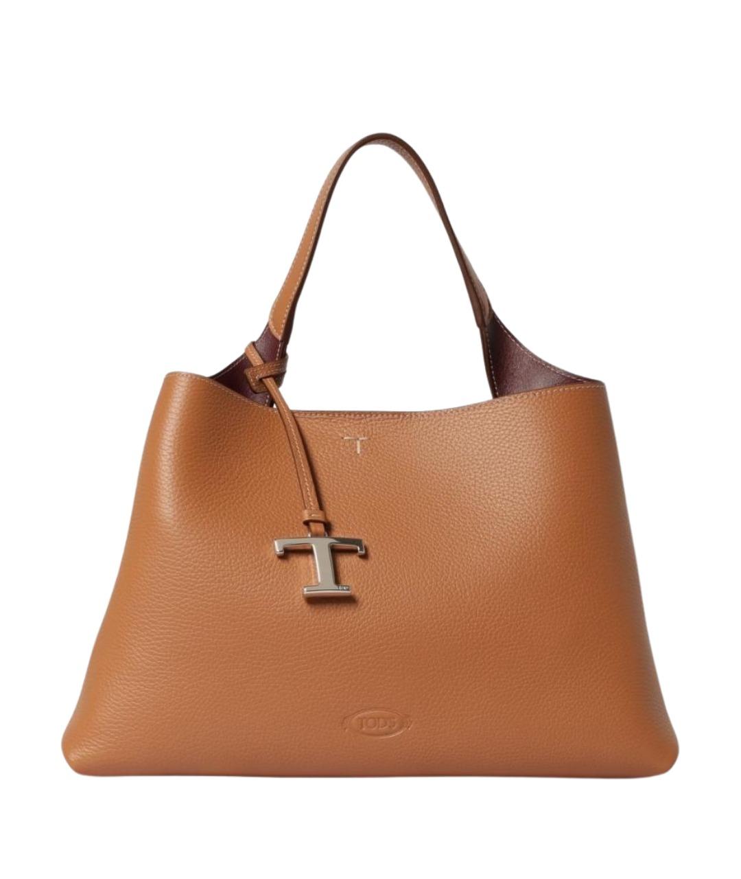 TOD'S Коричневая кожаная сумка тоут, фото 1