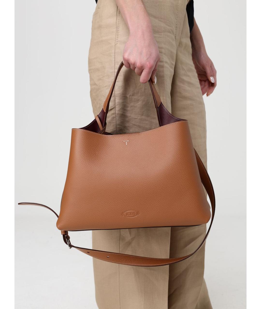 TOD'S Коричневая кожаная сумка тоут, фото 2