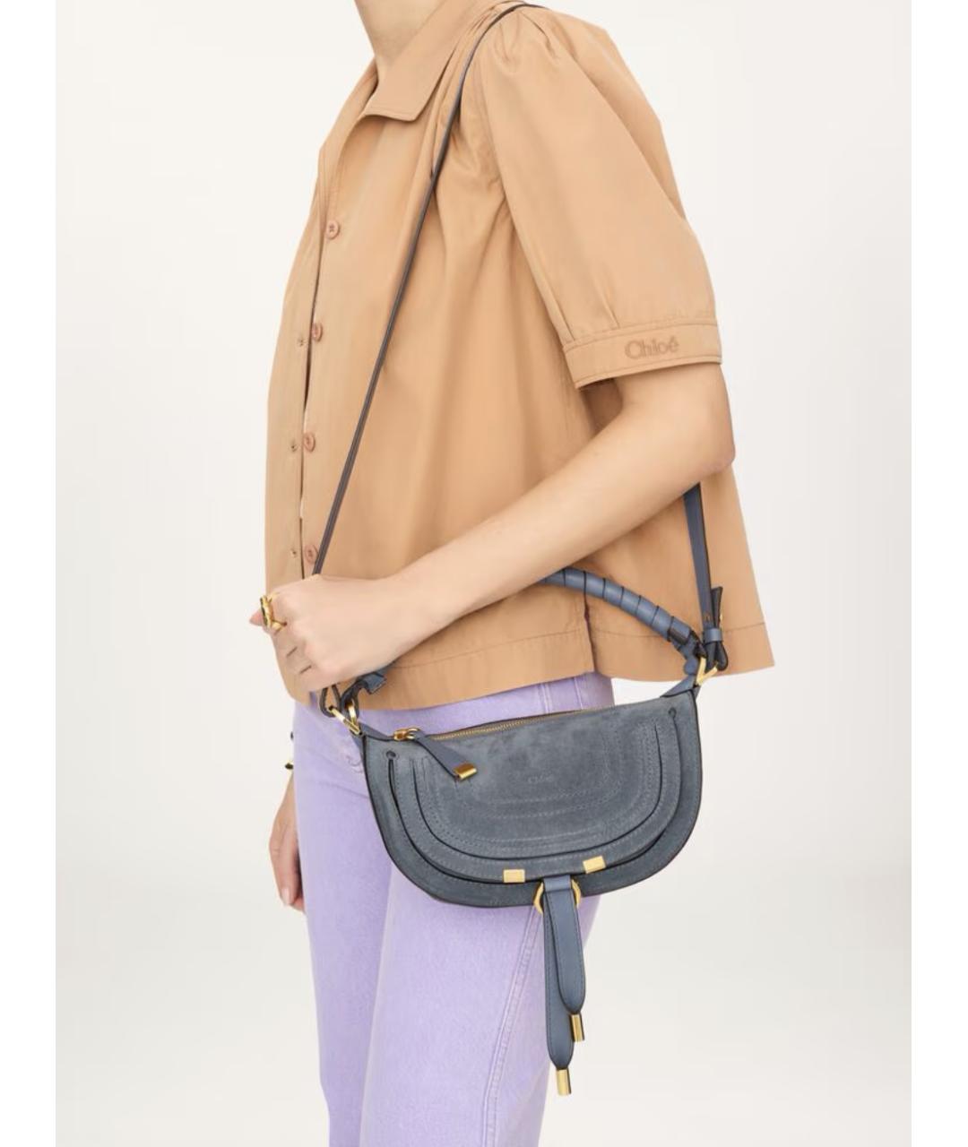 CHLOE Синяя замшевая сумка с короткими ручками, фото 2