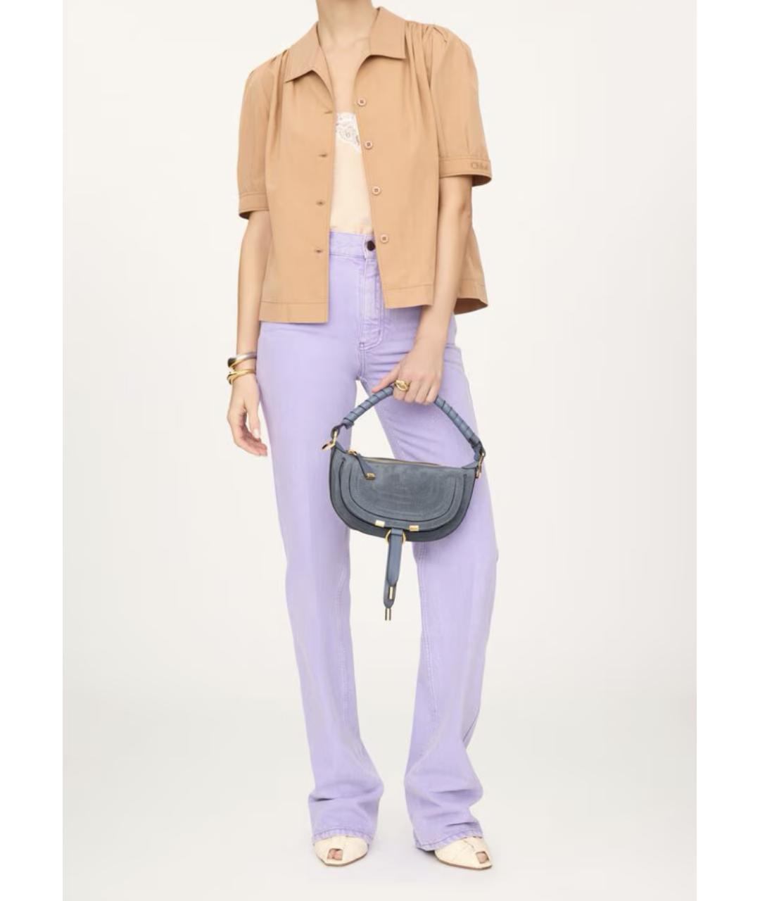 CHLOE Синяя замшевая сумка с короткими ручками, фото 7