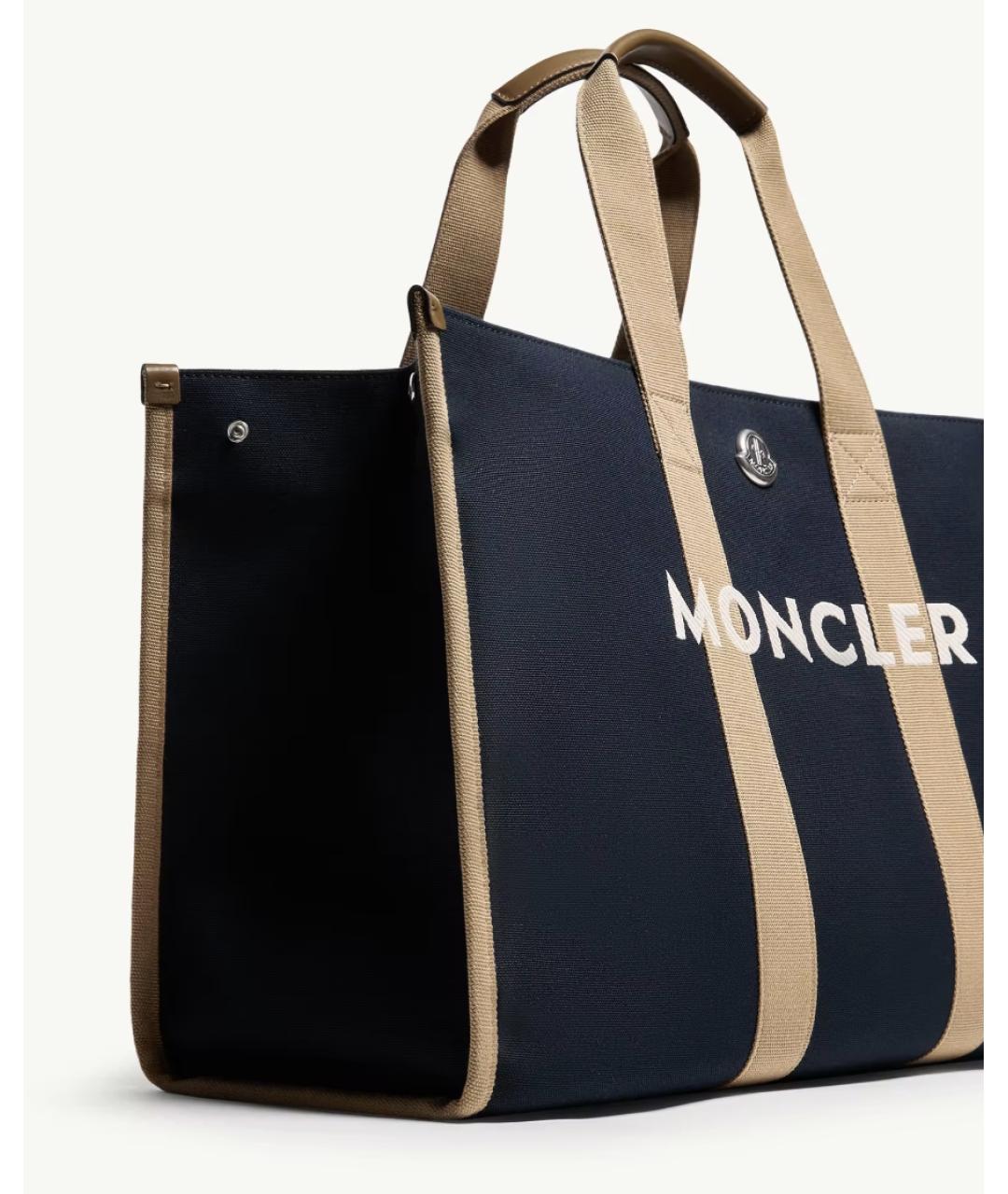 MONCLER Темно-синяя тканевая сумка тоут, фото 5