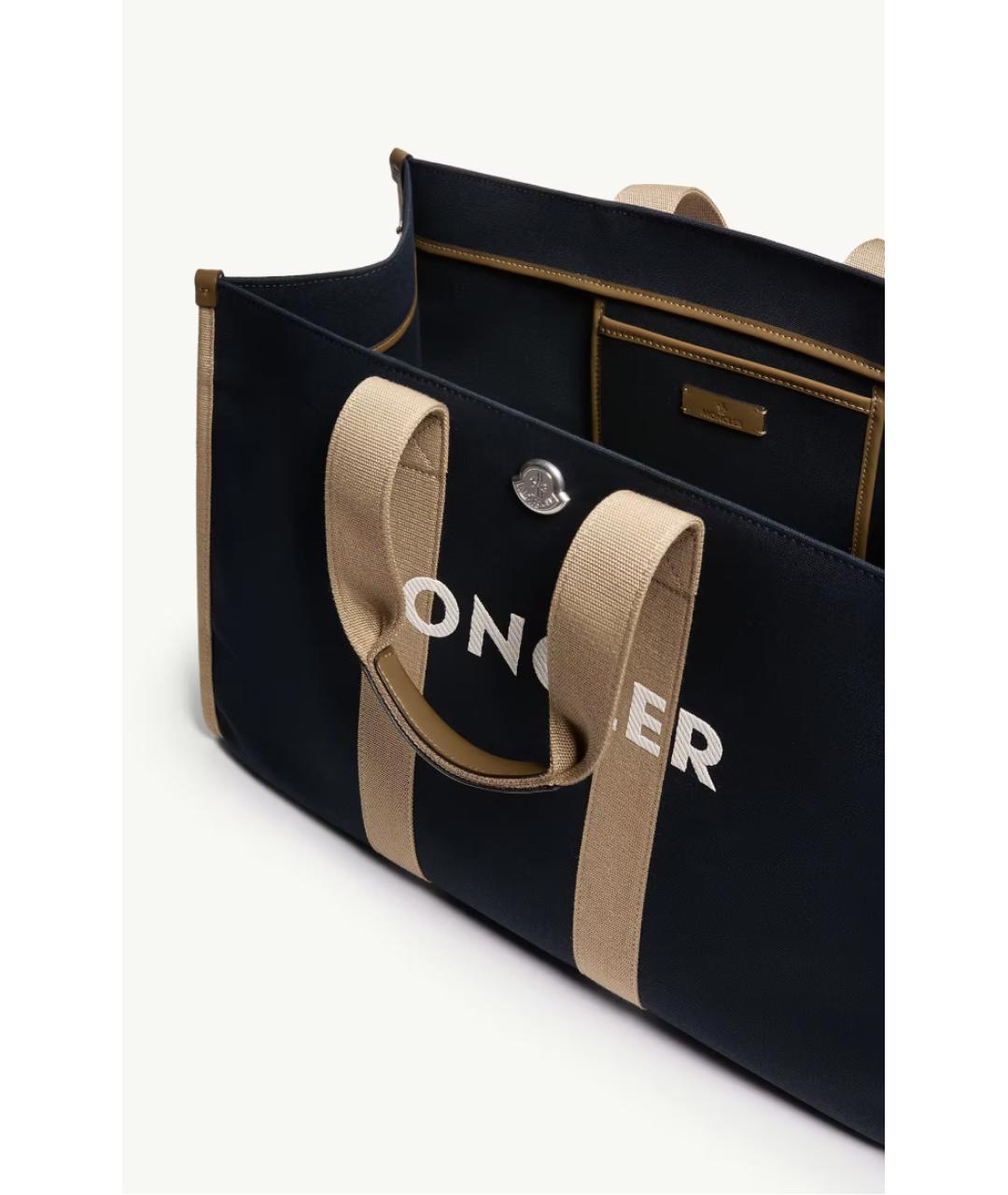 MONCLER Темно-синяя тканевая сумка тоут, фото 4