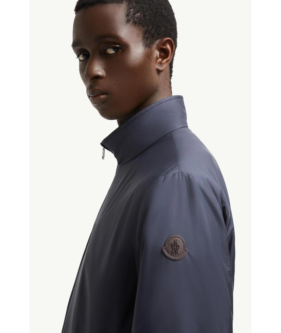 MONCLER Синяя полиэстеровая куртка, фото 4