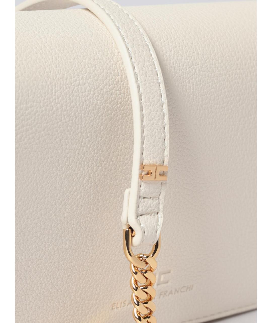 ELISABETTA FRANCHI Белая кожаная сумка через плечо, фото 3