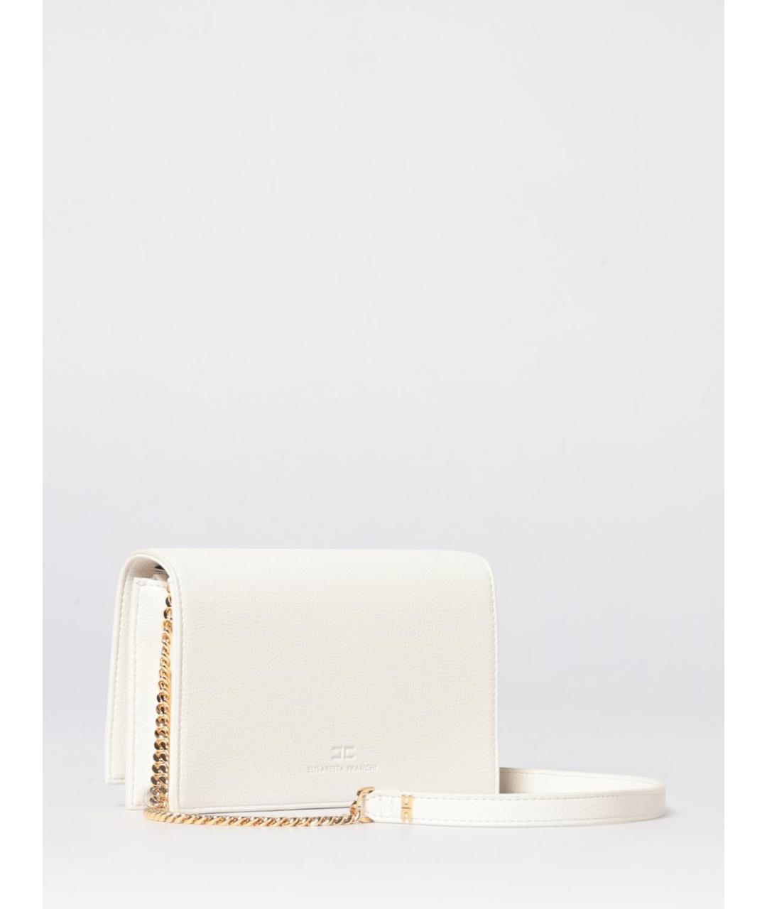 ELISABETTA FRANCHI Белая кожаная сумка через плечо, фото 2