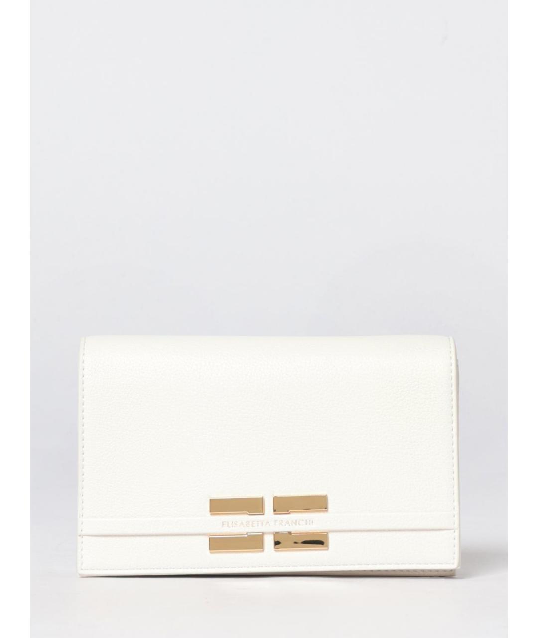 ELISABETTA FRANCHI Белая кожаная сумка через плечо, фото 4