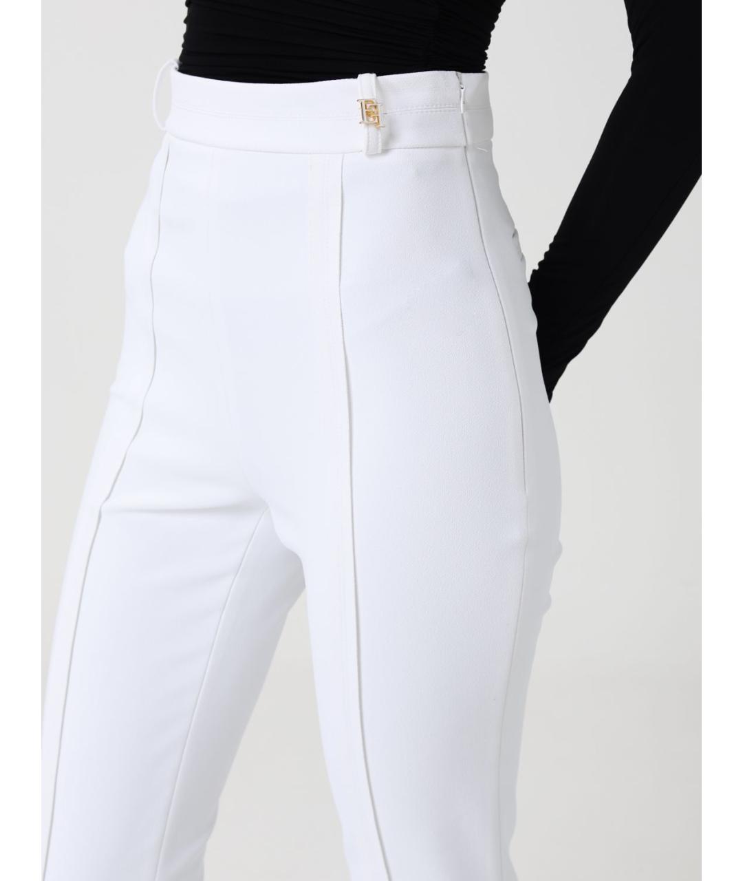 ELISABETTA FRANCHI Белые полиэстеровые брюки узкие, фото 3