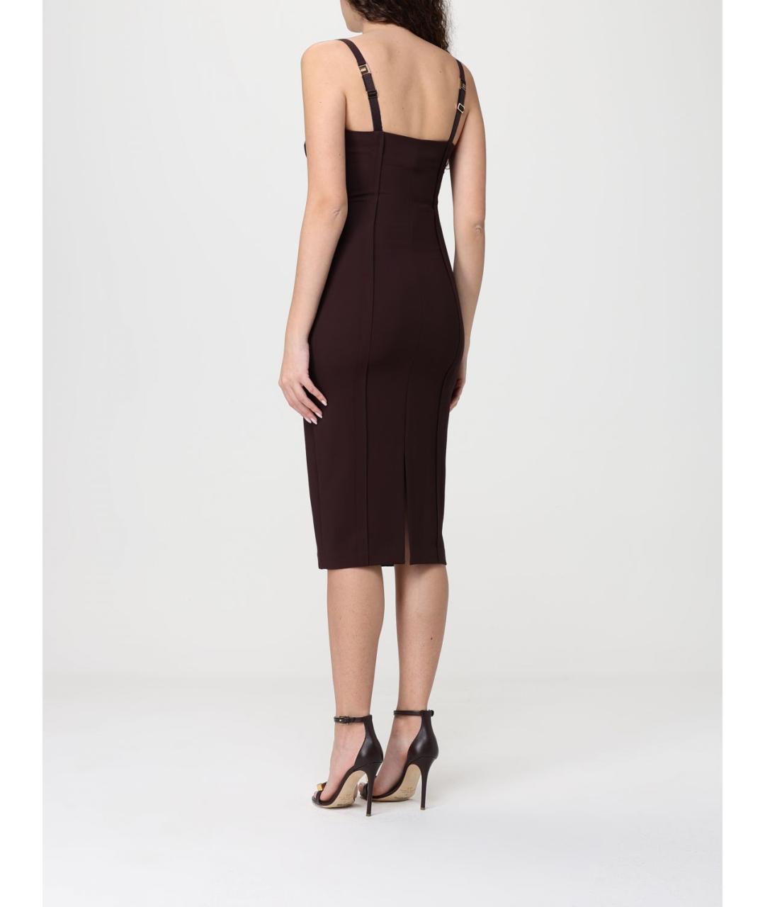 ELISABETTA FRANCHI Коричневое полиэстеровое повседневное платье, фото 2