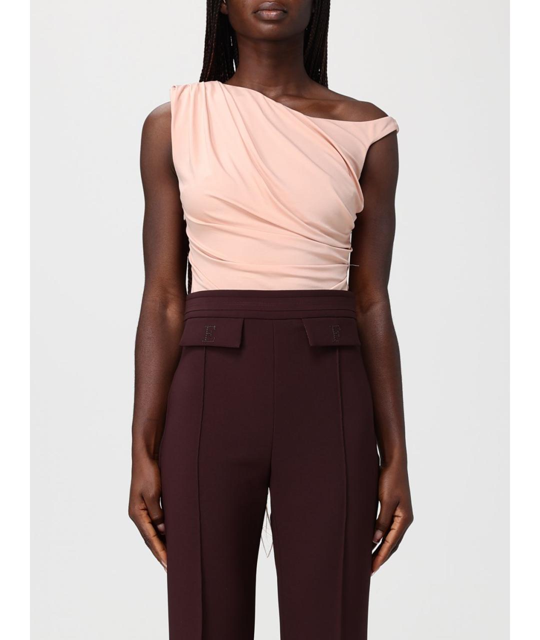 ELISABETTA FRANCHI Розовое полиэстеровое боди, фото 2