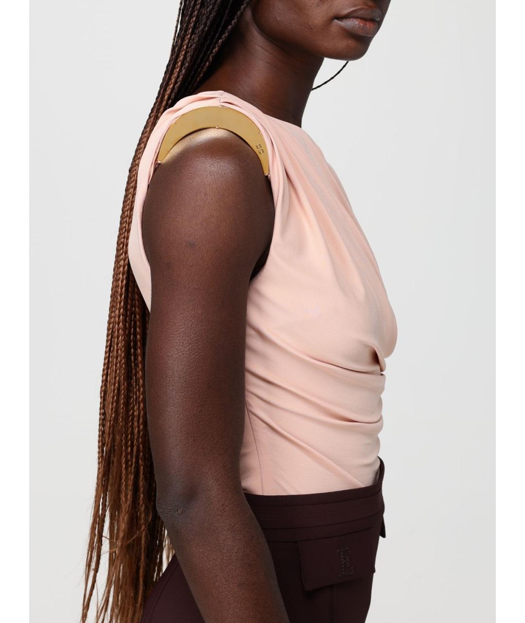 ELISABETTA FRANCHI Розовое полиэстеровое боди, фото 4