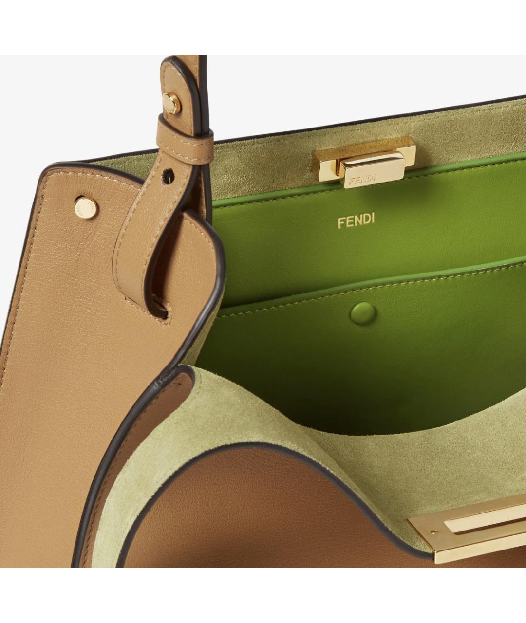 FENDI Бежевая кожаная сумка через плечо, фото 7