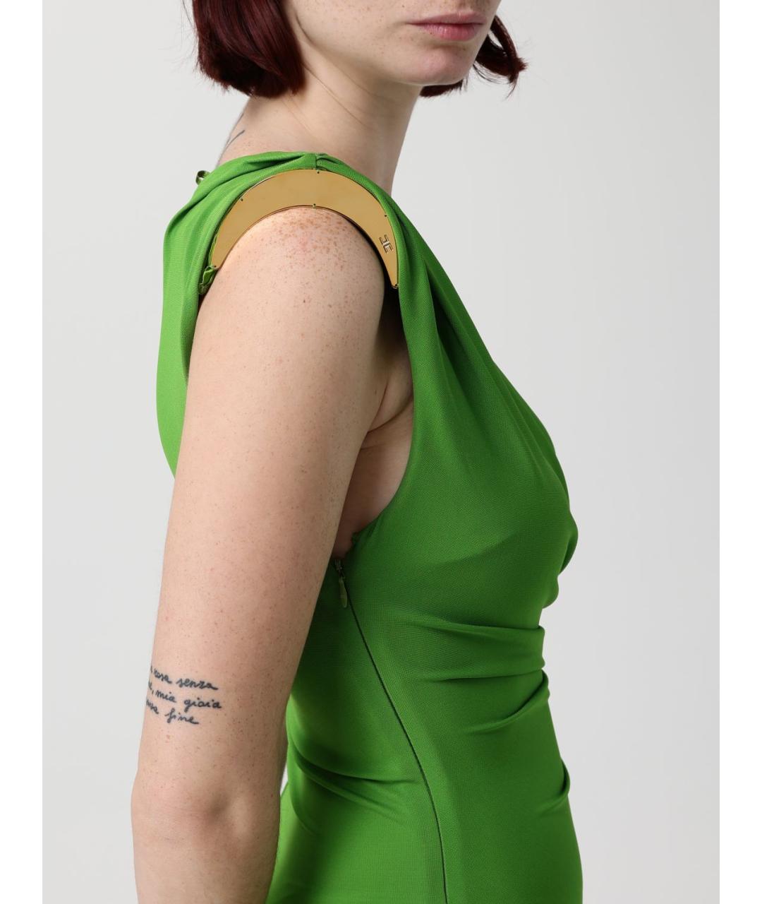 ELISABETTA FRANCHI Зеленые вискозное вечернее платье, фото 3