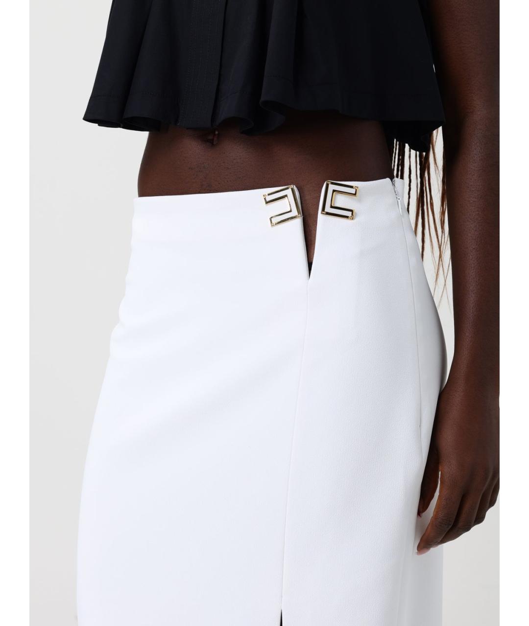 ELISABETTA FRANCHI Белая полиэстеровая юбка миди, фото 3