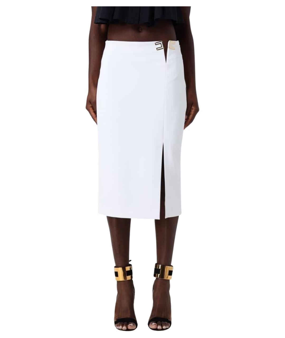 ELISABETTA FRANCHI Белая полиэстеровая юбка миди, фото 1