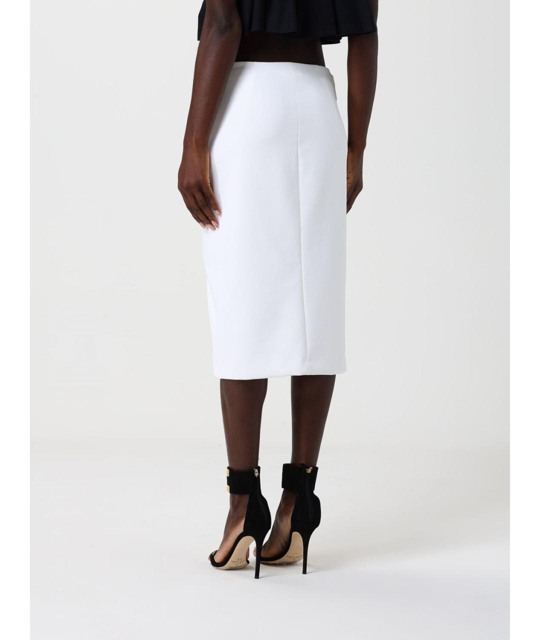 ELISABETTA FRANCHI Белая полиэстеровая юбка миди, фото 2