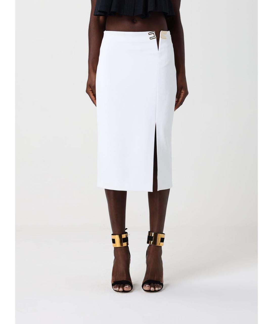 ELISABETTA FRANCHI Белая полиэстеровая юбка миди, фото 4