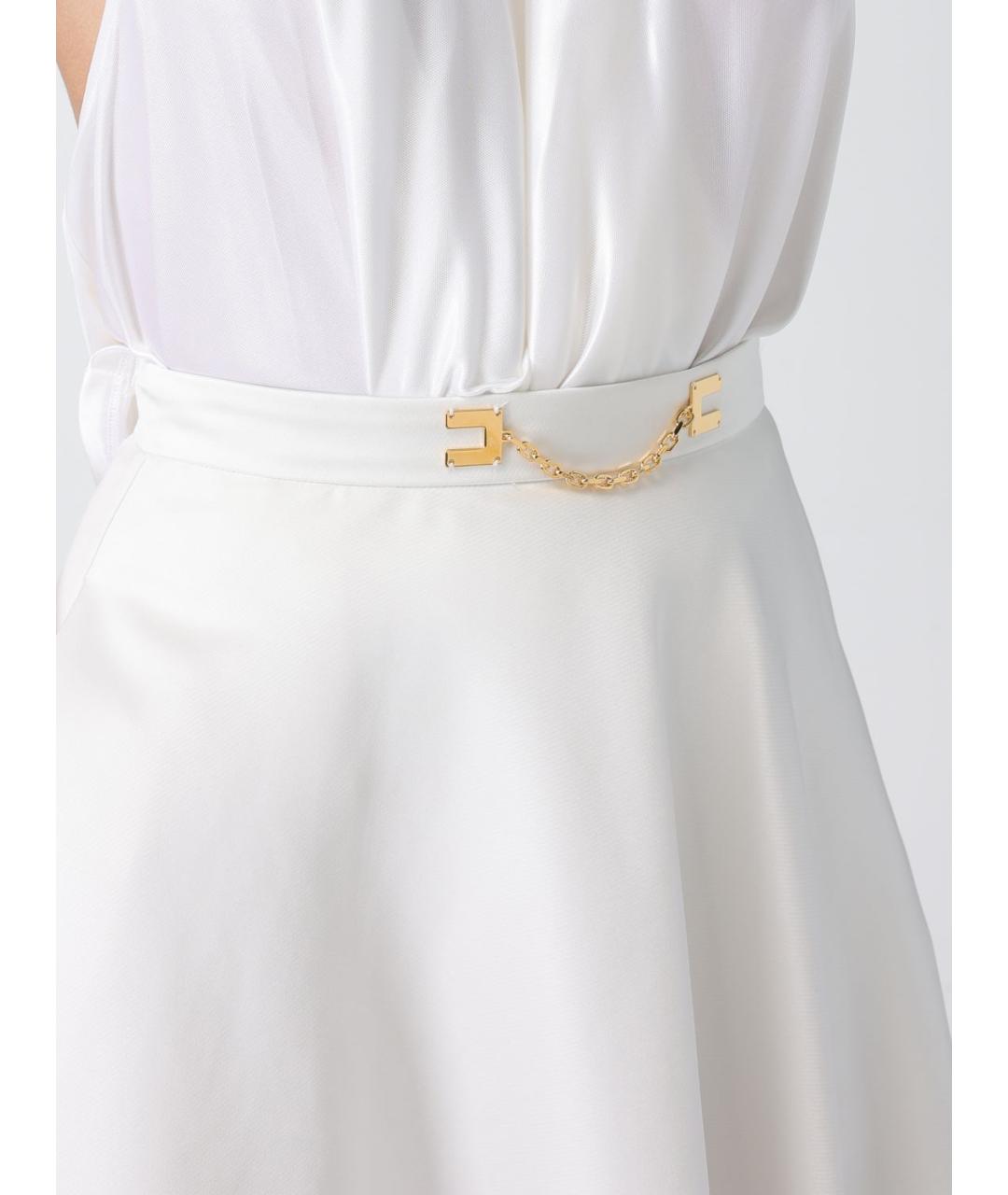 ELISABETTA FRANCHI Белая полиэстеровая юбка миди, фото 3