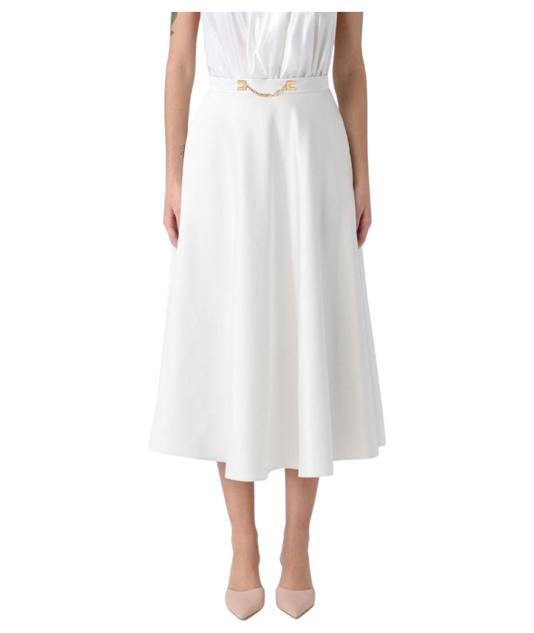 ELISABETTA FRANCHI Белая полиэстеровая юбка миди, фото 1