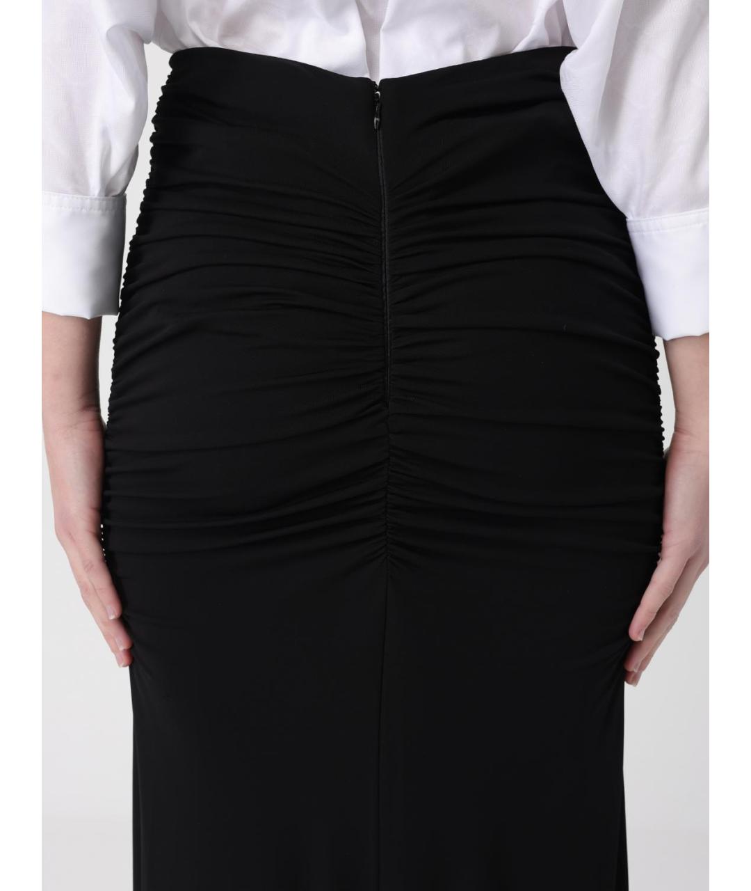 ELISABETTA FRANCHI Черная вискозная юбка макси, фото 3