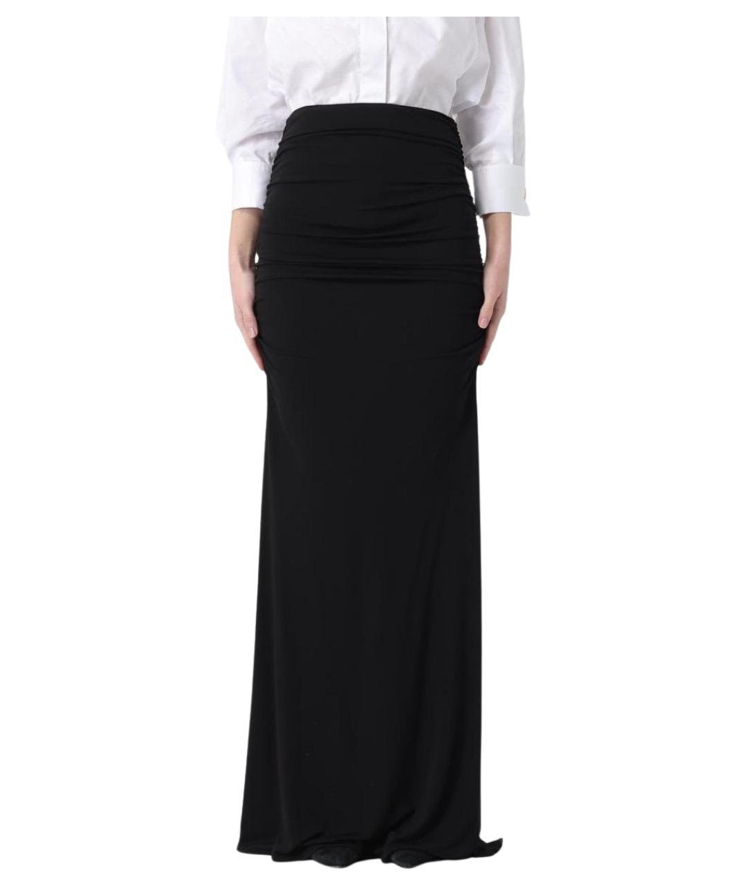 ELISABETTA FRANCHI Черная вискозная юбка макси, фото 1