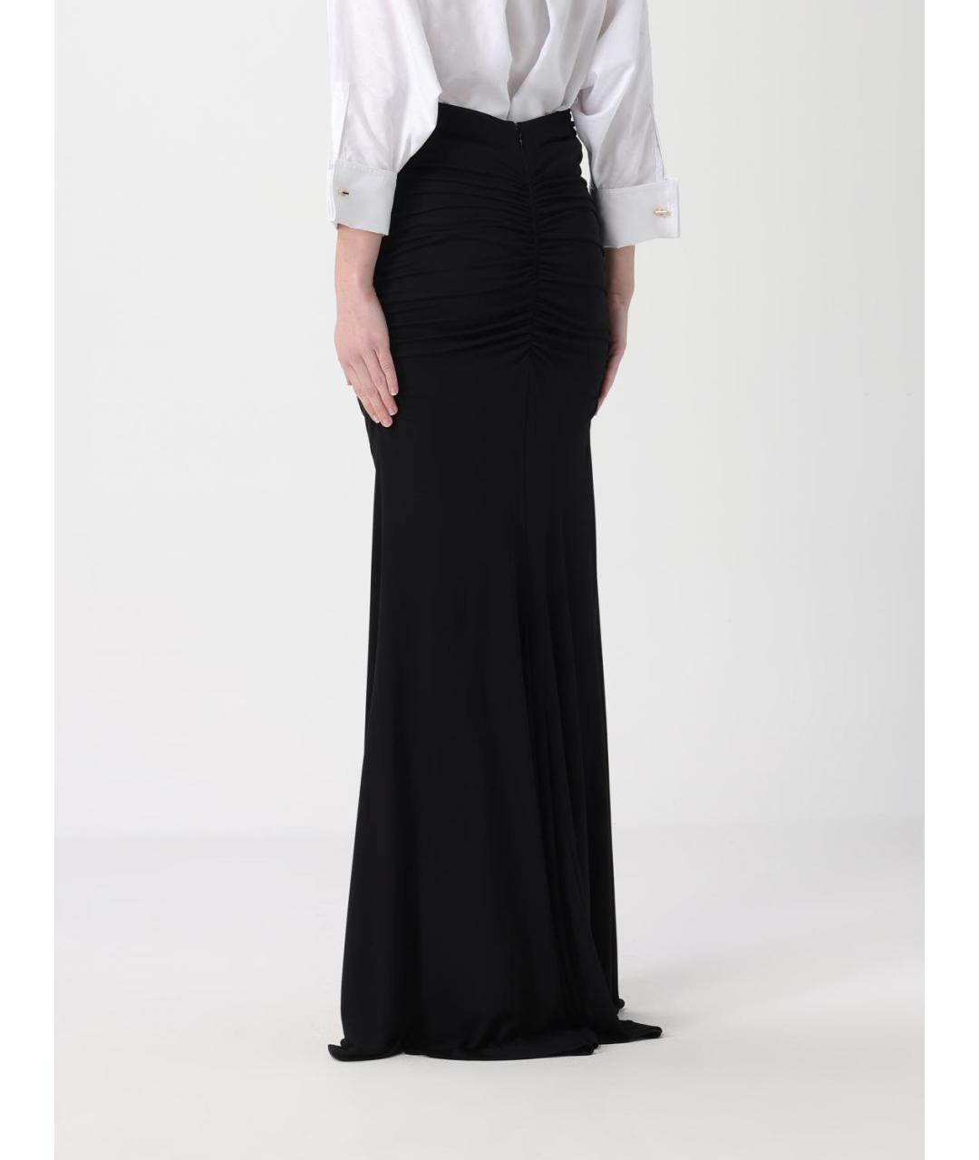 ELISABETTA FRANCHI Черная вискозная юбка макси, фото 2