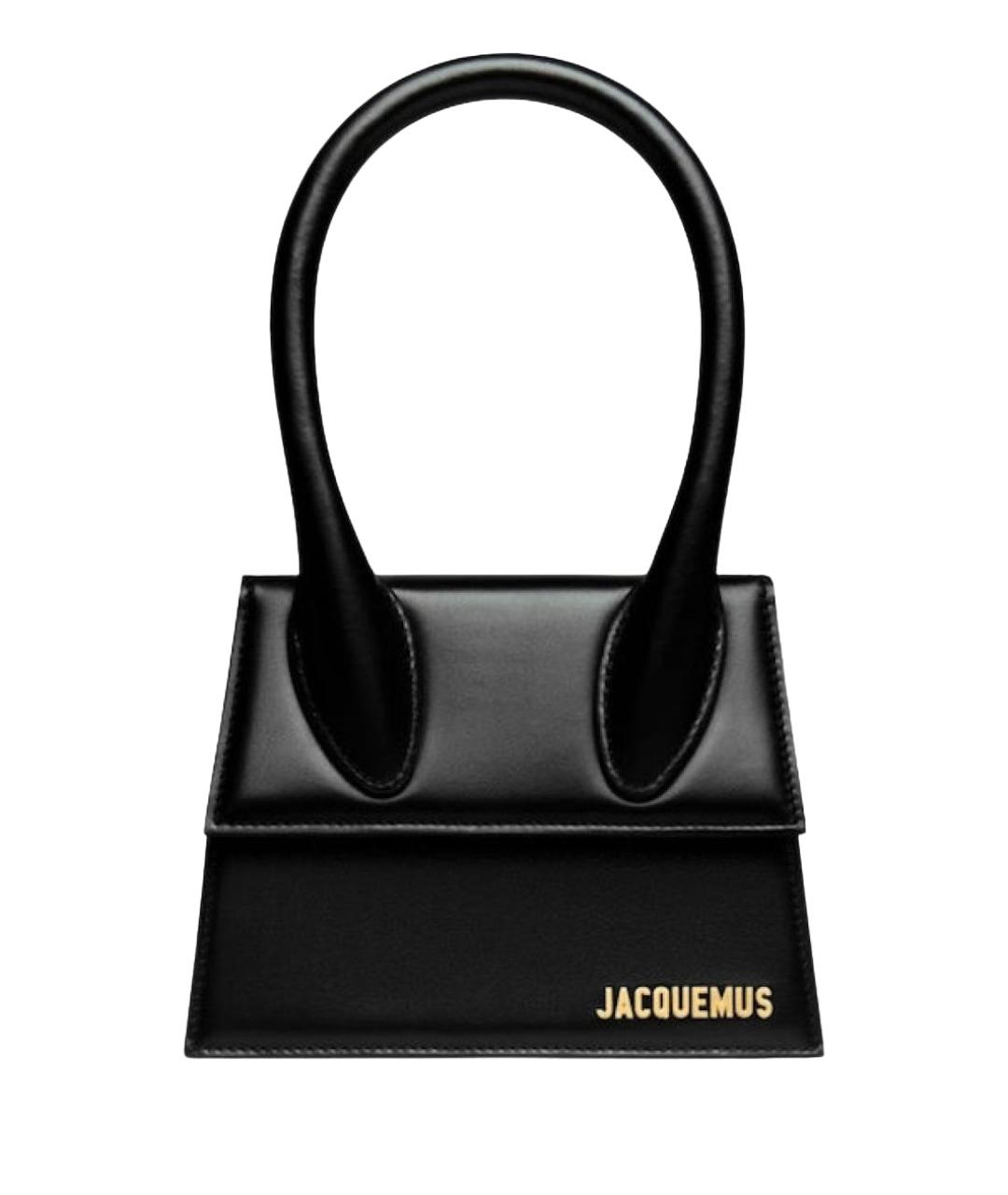 JACQUEMUS Черная кожаная сумка с короткими ручками, фото 1