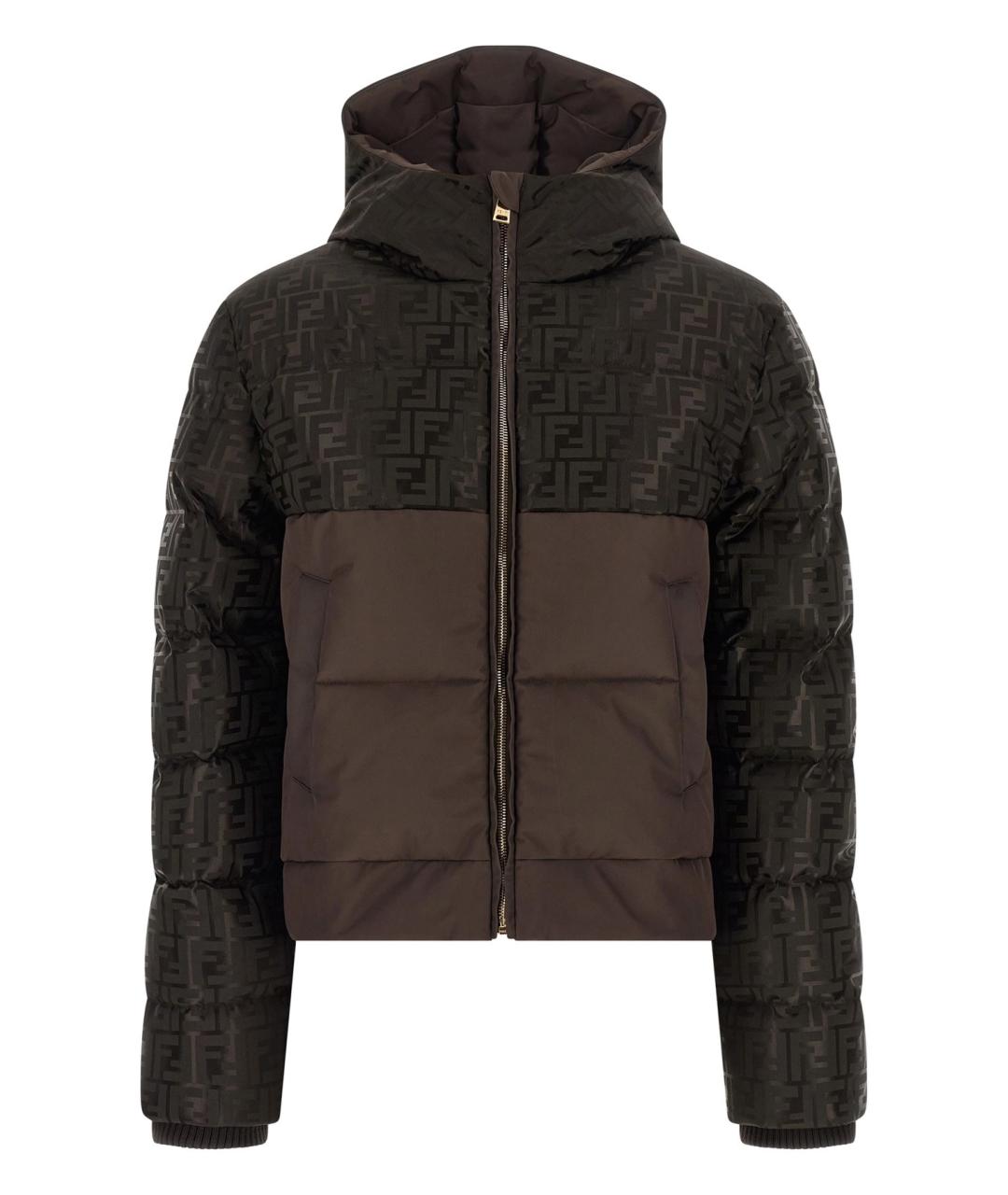 FENDI Коричневый полиамидовый пуховик, фото 1