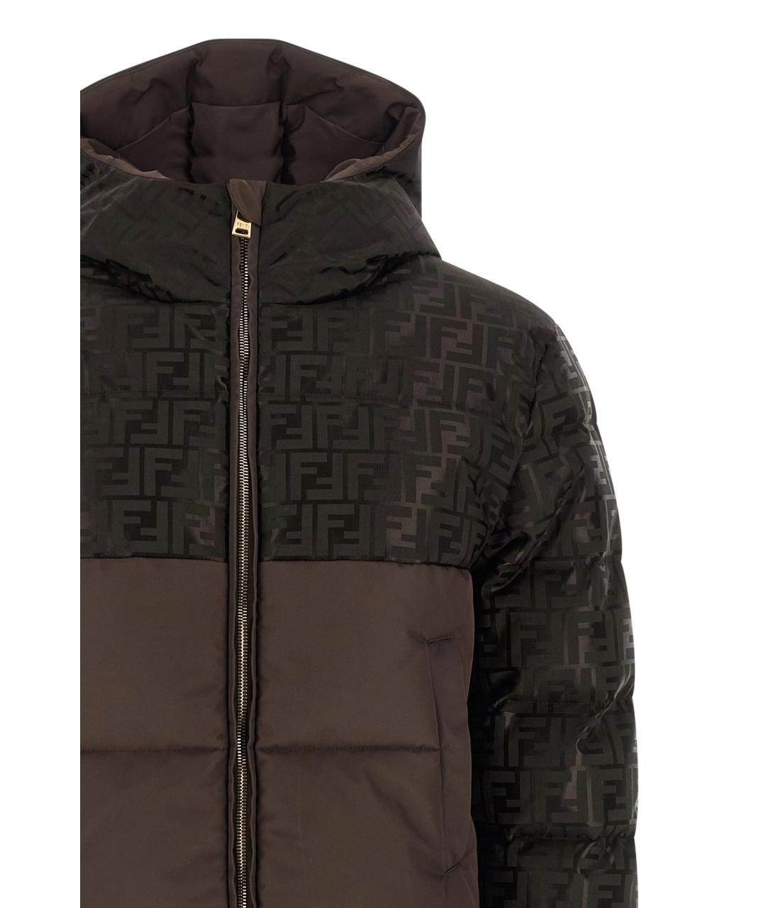 FENDI Коричневый полиамидовый пуховик, фото 2