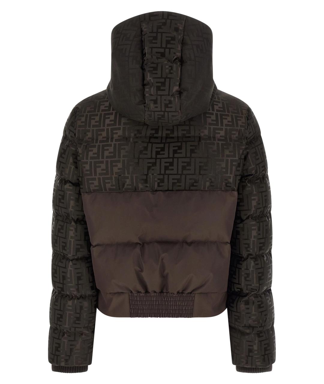 FENDI Коричневый полиамидовый пуховик, фото 3