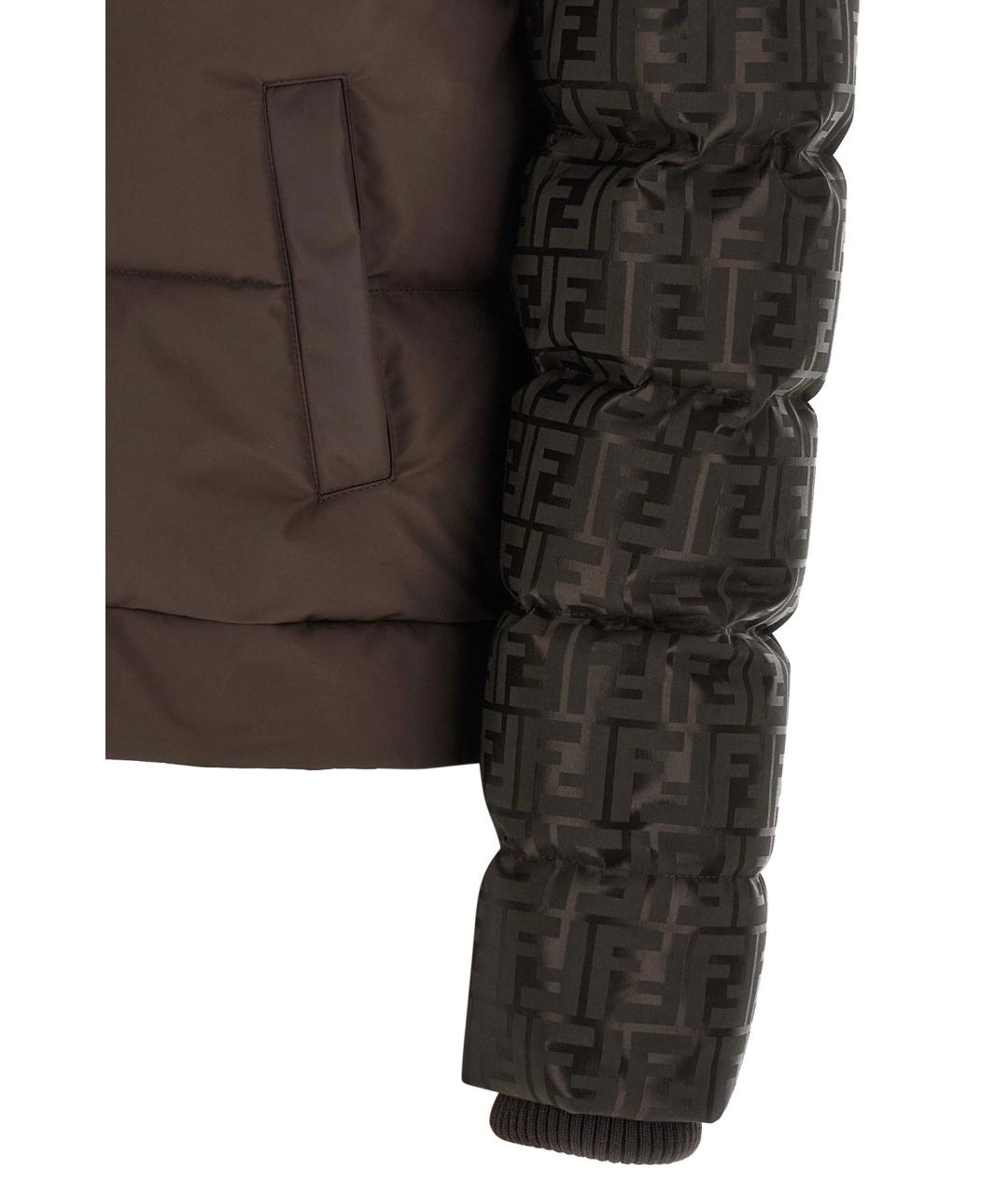 FENDI Коричневый полиамидовый пуховик, фото 4