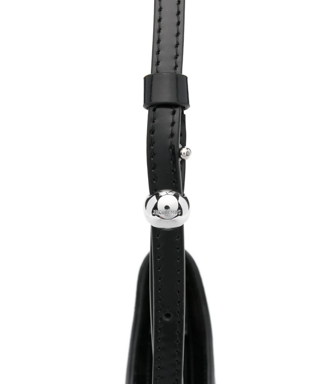 JACQUEMUS Черная кожаная сумка через плечо, фото 3