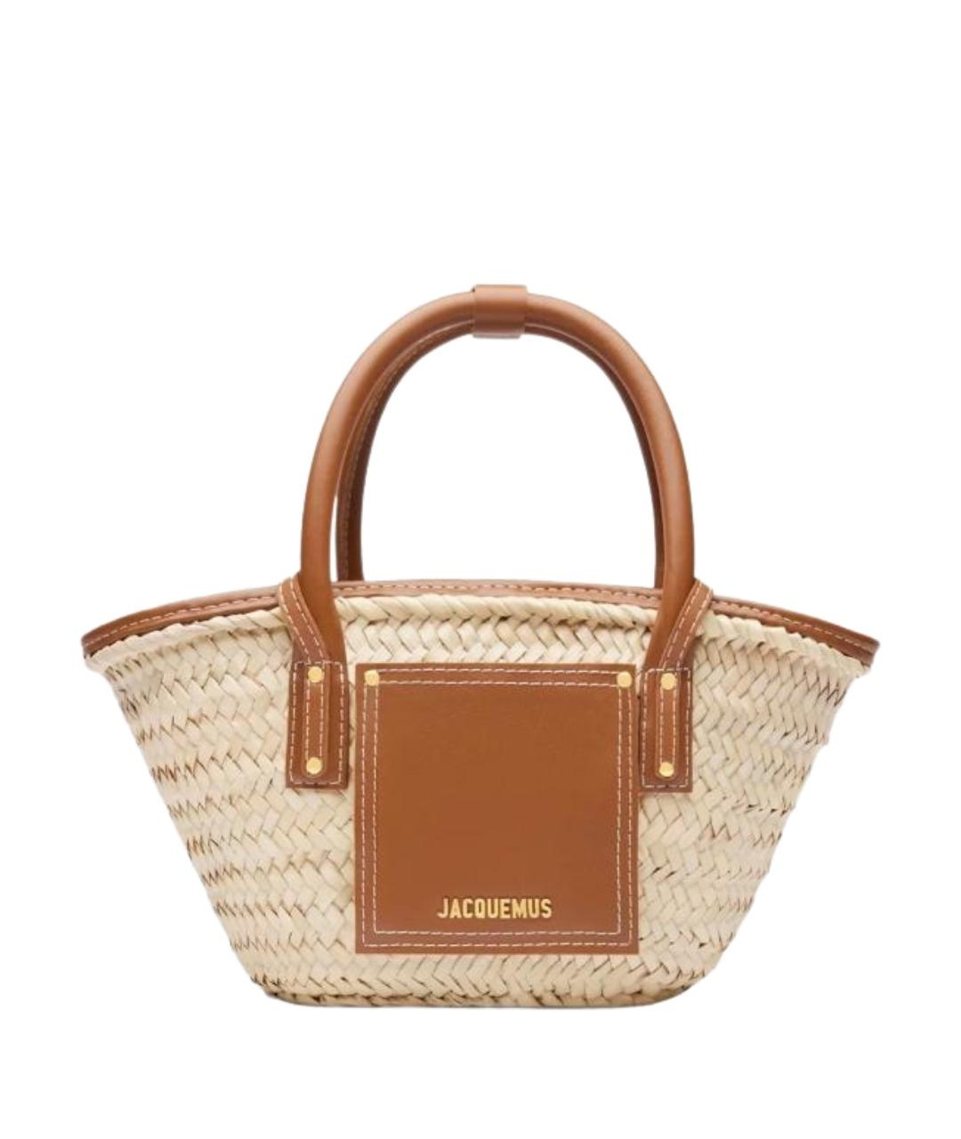 JACQUEMUS Бежевая пелетеная сумка с короткими ручками, фото 1