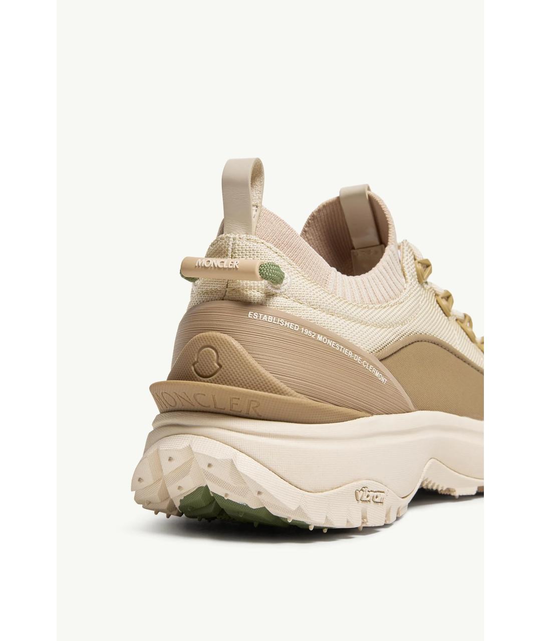 MONCLER Бежевые текстильные низкие кроссовки / кеды, фото 3